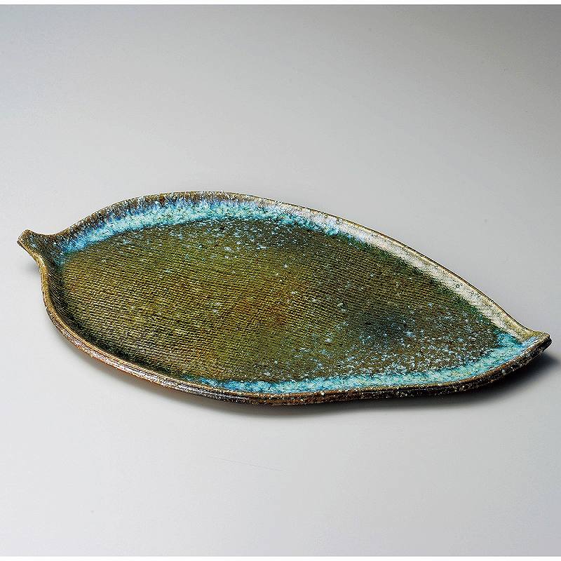 ときわ 第28集 焼締ビードロ13.0葉形皿 メ167-088