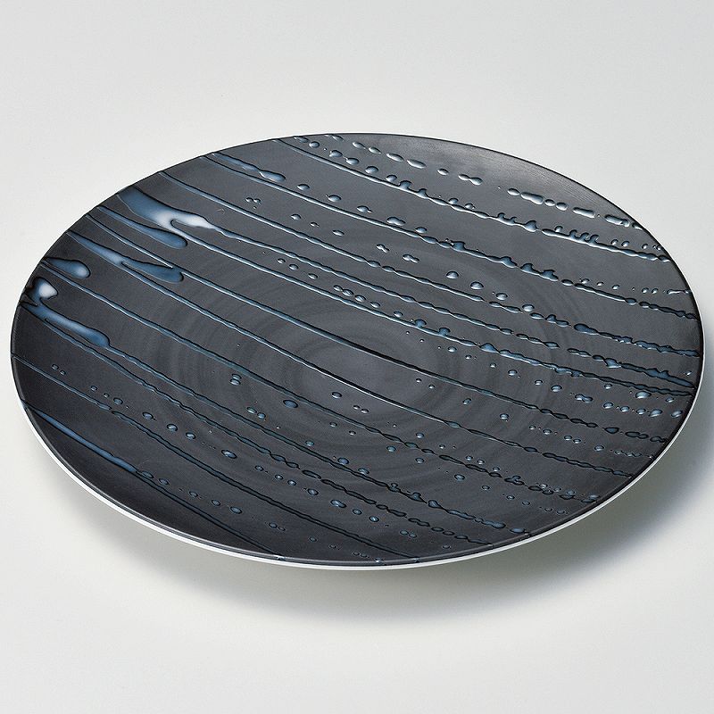 ときわ 第28集 黒マット波吹28.5cm皿 ツ175-168