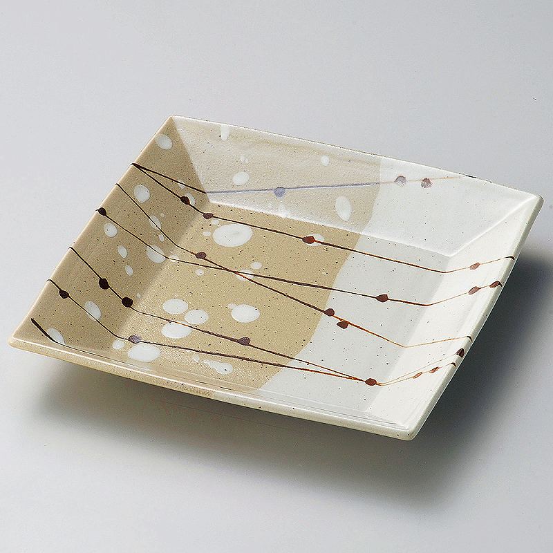 ときわ 第28集 錆格子塗分正角皿（大） ユ191-168