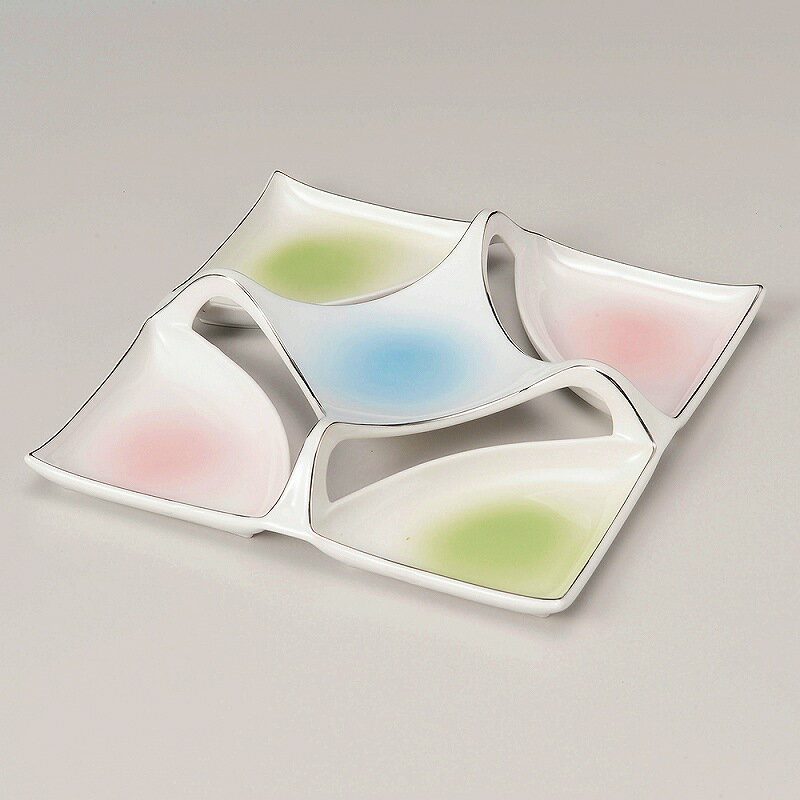 ときわ 第28集 三彩五品盛正角皿 ミ202-098