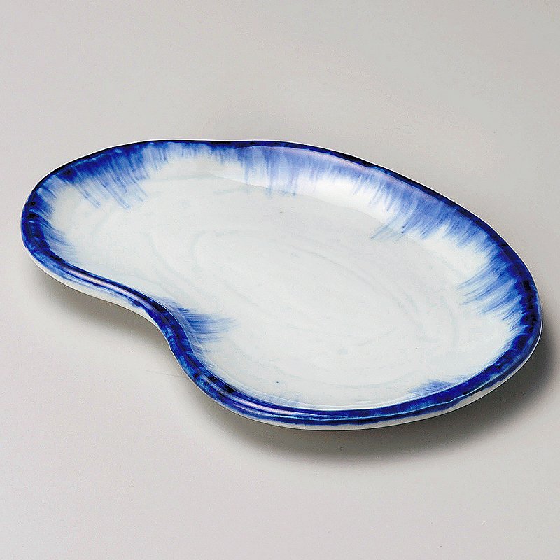 ときわ 第28集 呉須刷毛空豆型デザート皿 ツ222-168