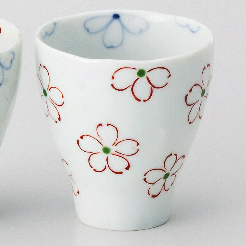 ときわ 第28集 花みずき湯呑（赤） オ385-228