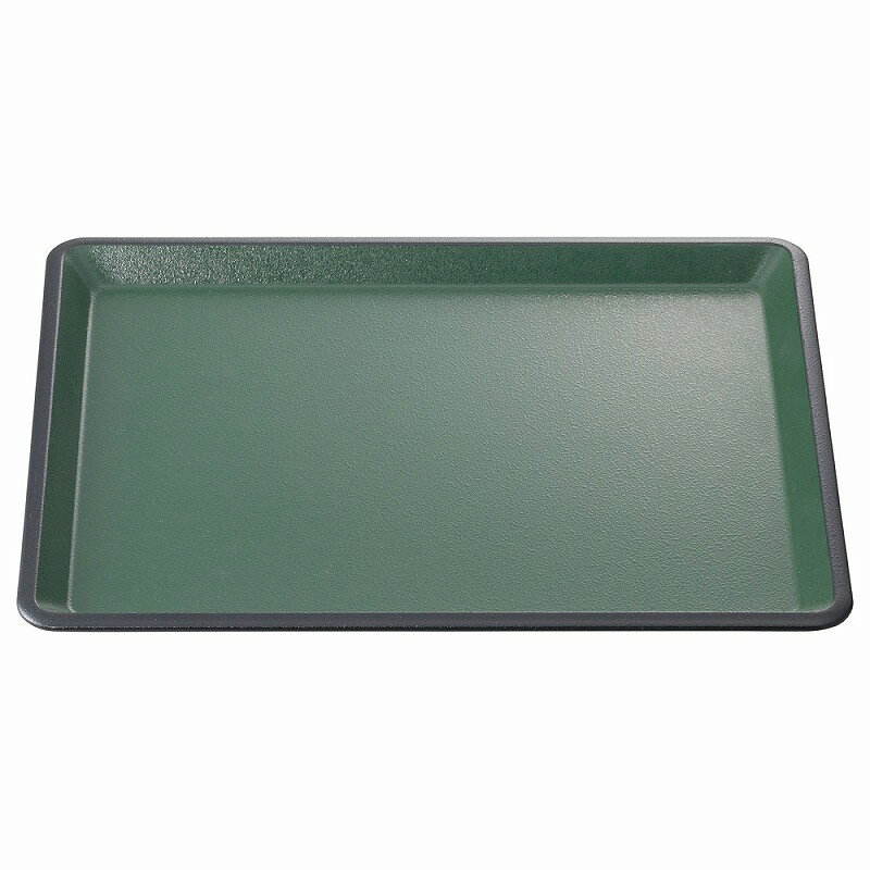 ときわ 第28集 ［TA］耐熱つば付長手盆 グリーン石目渕黒NS 尺3寸［ノンスリップ加工］［洗］ エ710-848