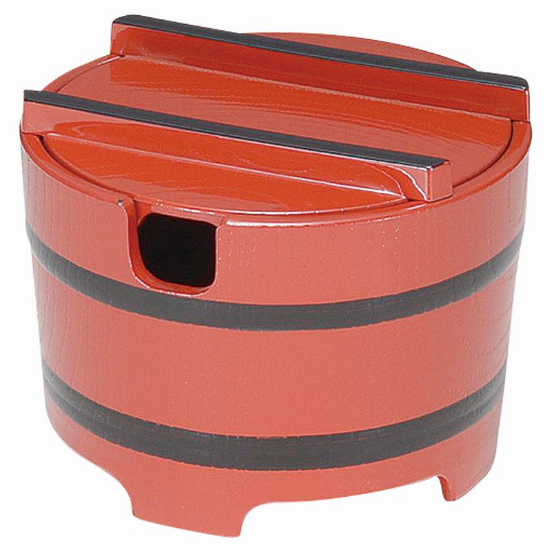 ときわ 第28集 ［A］桶型ガリ入れ 朱木目天黒（切込有） エ719-188