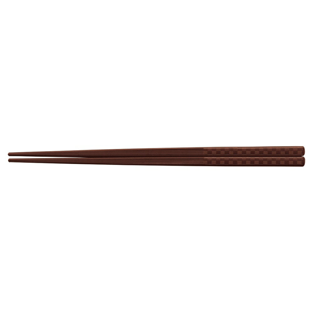 ［PBT］チェック四角箸 （エンジ）21cm ヌ647-159 ときわ 第29集