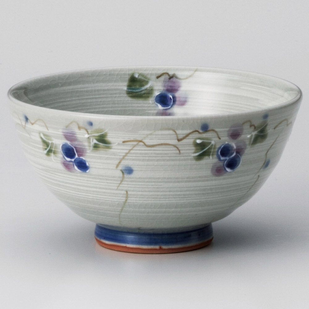三彩ぶどう青茶碗 ア355-259 ときわ �