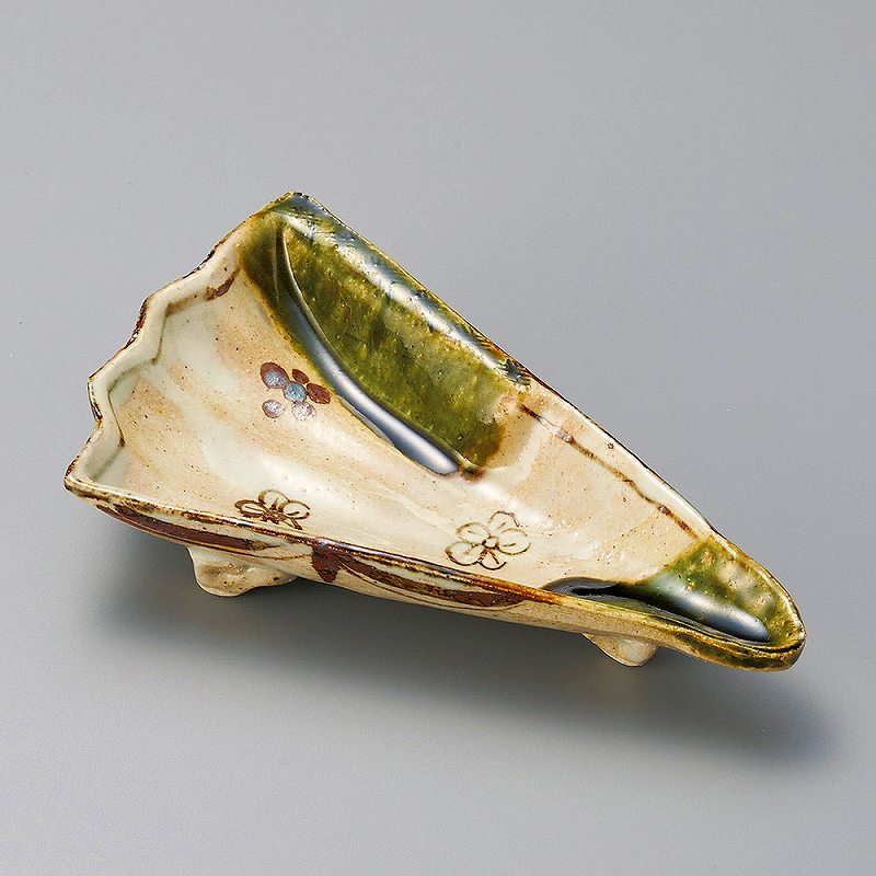 陶里 第31集 織部扇型三つ足向付 02813-471