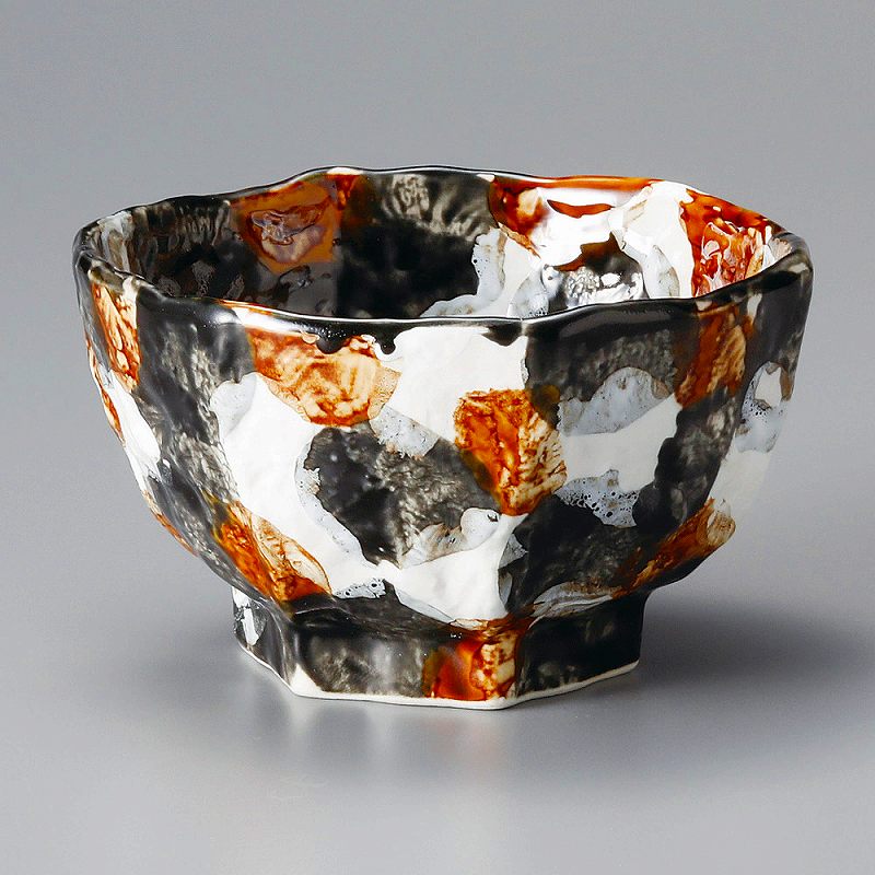 陶里 第31集 三彩たたき六角5.0多用丼 61910-021