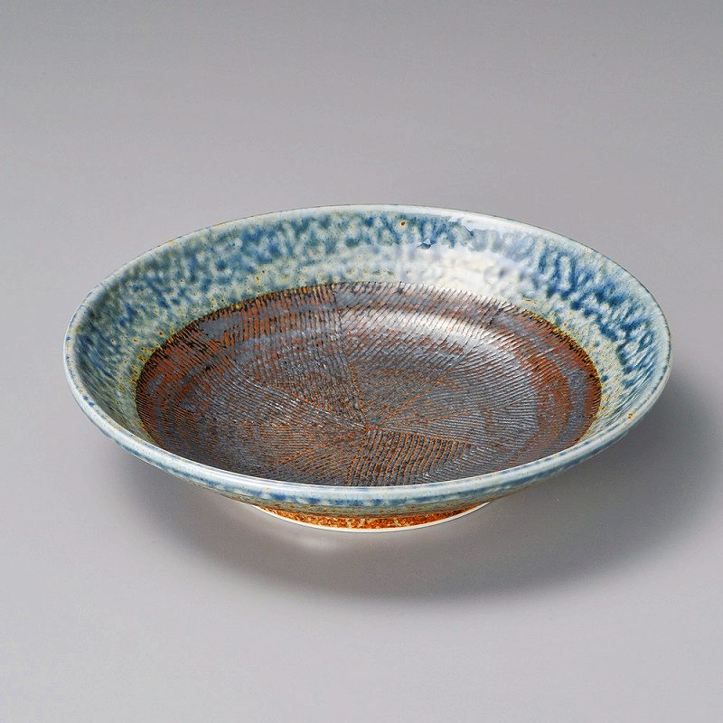 陶里 第31集 民芸藍流し玉渕7.5麺皿 66612-241