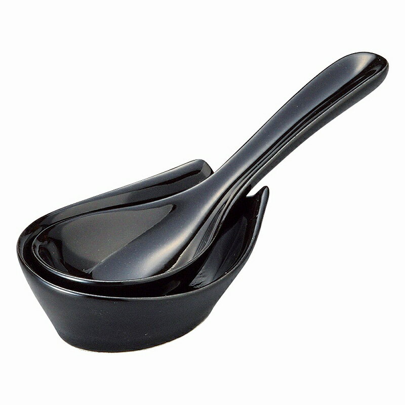 西施餐具 - 陶里 第31集 黒釉小レンゲ 70121-481
