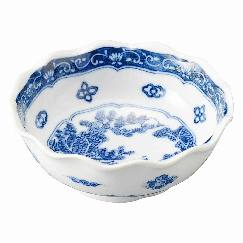 陶里 第31集 青花（せいか） 山水 波形3.8鉢 75427-461