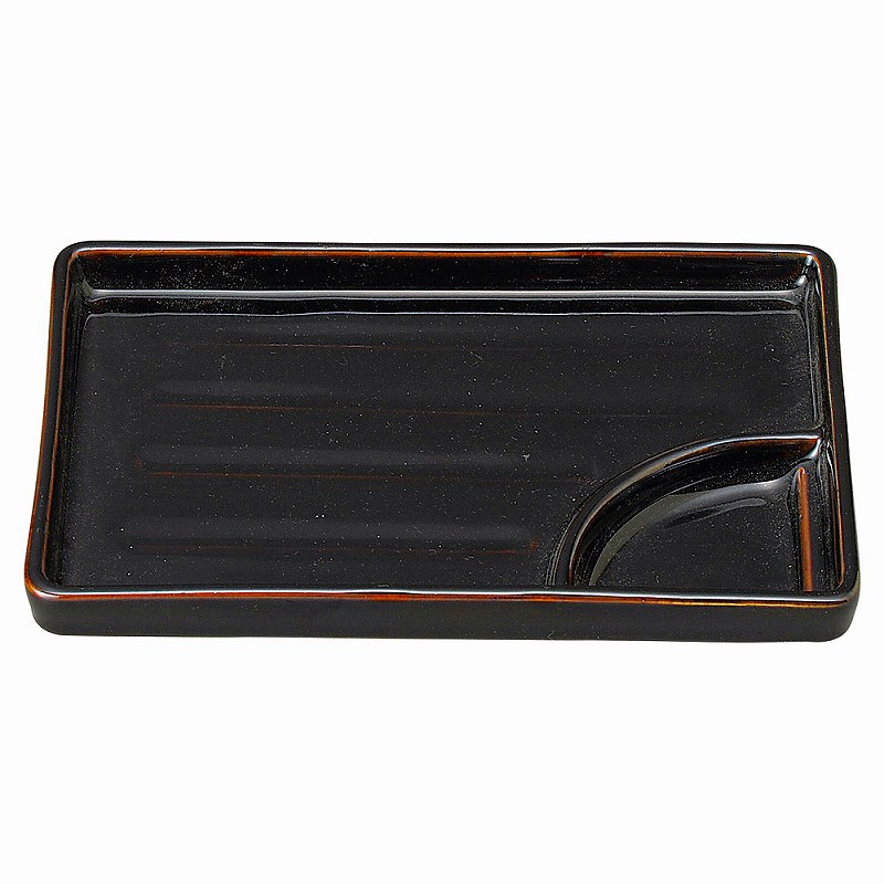 陶里 第31集 天目 7.0仕切付長角皿 75779-461