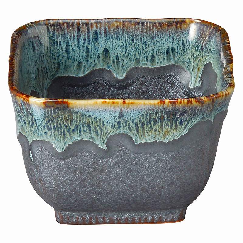 陶里 第31集 ブルー鉄釉 角3.5丼 77564-411