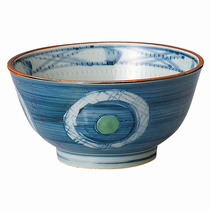 Rakuten - 陶里 第31集 呉須巻グリーン丸紋 5.5多用丼 80940-181