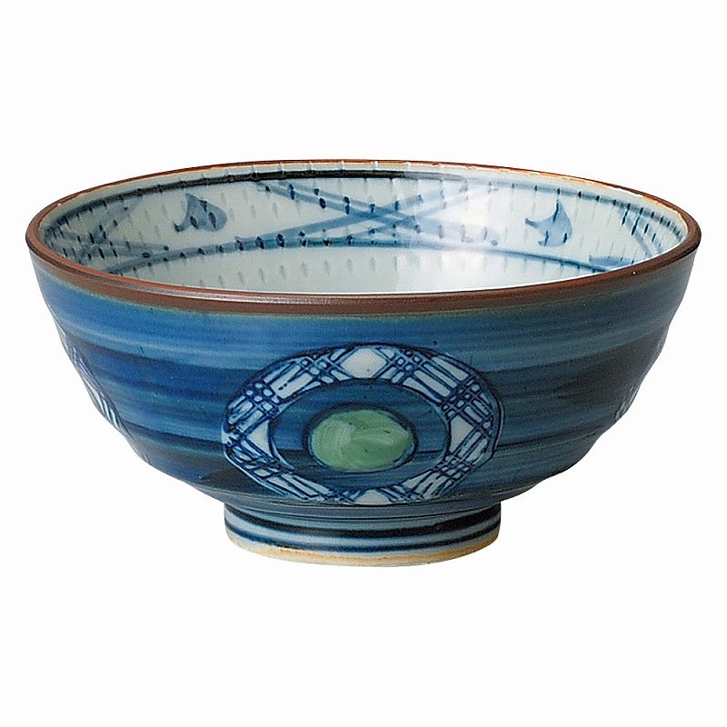 陶里 第31集 呉須巻グリーン丸紋 種丼 80947-181