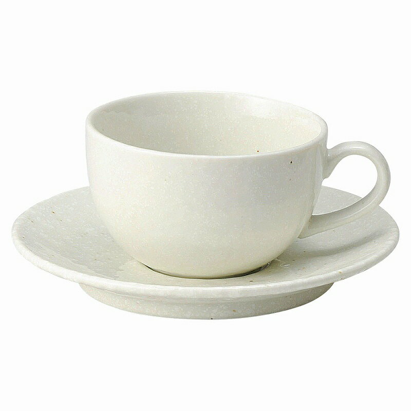 陶里 第31集 白粉引（黒い斑点） カプチーノ碗と受皿 91327-051