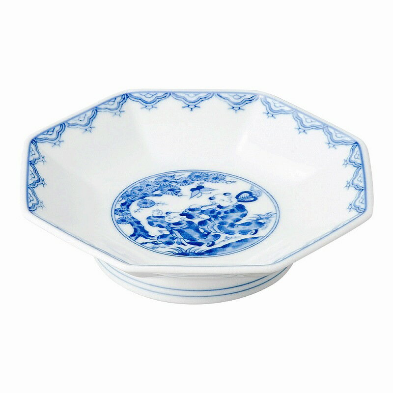 陶里 第31集 青地唐子 6.5八角高台皿 99866-161