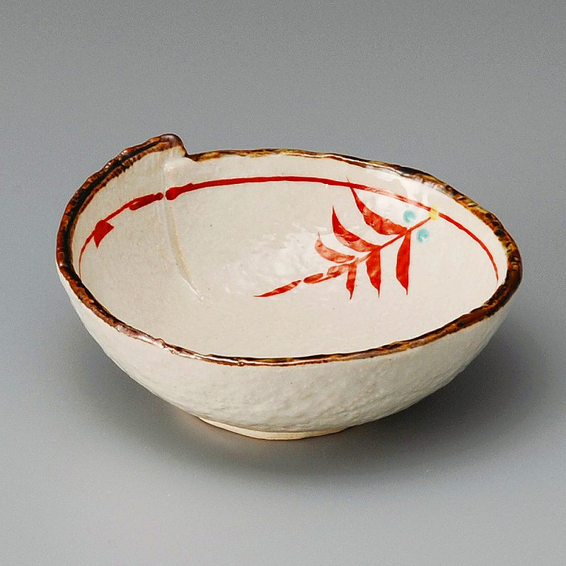 陶里 第31集 灰釉赤絵トジメ小鉢（小） 10615-151