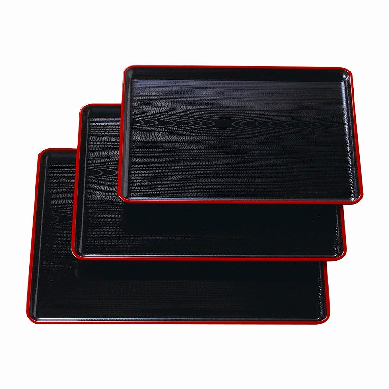 陶里 第31集 ［TA］耐熱一休木目盆 黒天朱NS［ノンスリップ加工］尺1寸 A8058-561