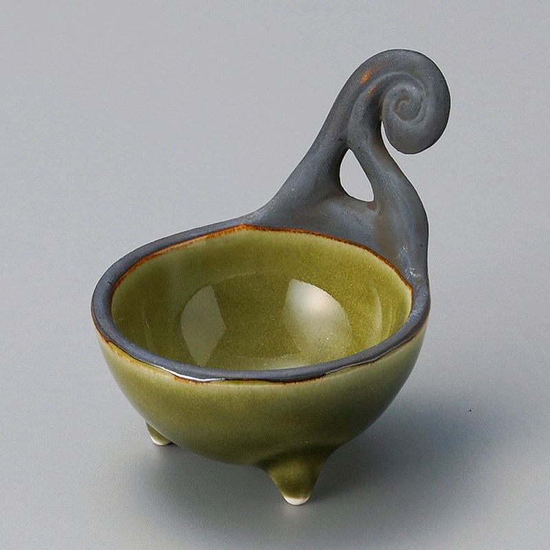 陶里 第31集 桃山織部ビワ型手付珍味 14629-321