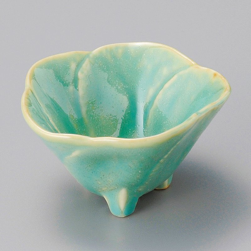 陶里 第31集 花型グリーン三ツ足小付 16018-221