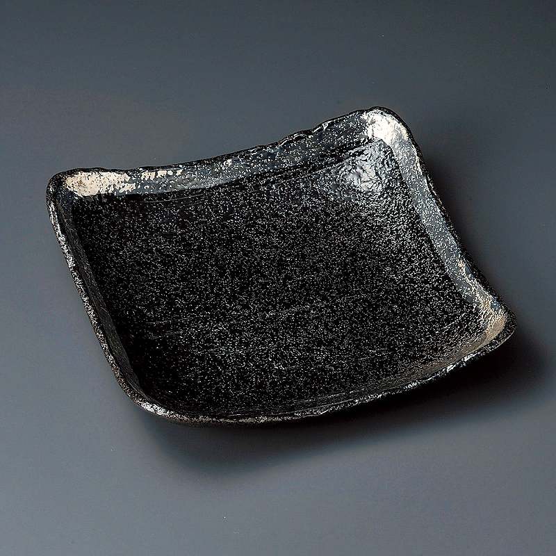 Rakuten - 陶里 第31集 黒ちらし渕銀巻10.0正角皿 35607-461