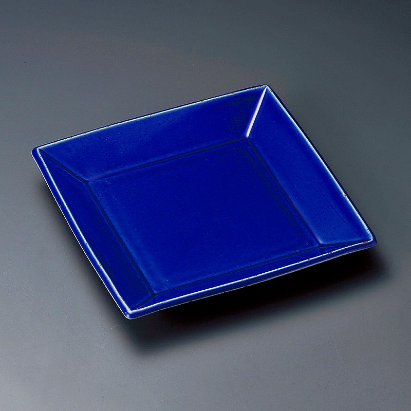 陶里 第31集 黒土青釉24cmスクエアー皿（大） 35707-461