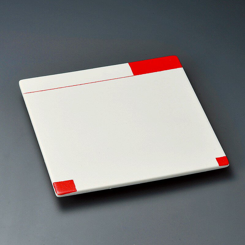 陶里 第31集 染め付レッドライン三つ足正角皿 36106-471