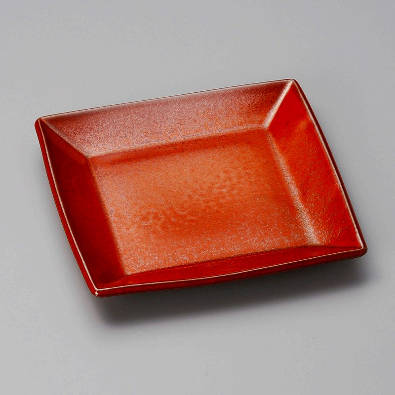 陶里 第31集 黒土辰砂17.5cmスクエアー皿（小） 36503-461