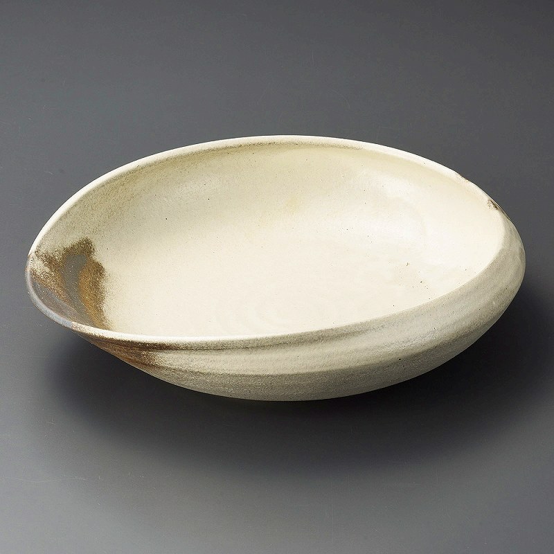 Western Tableware - 陶里 第31集 灰釉粉引11.0変型大鉢 43814-431