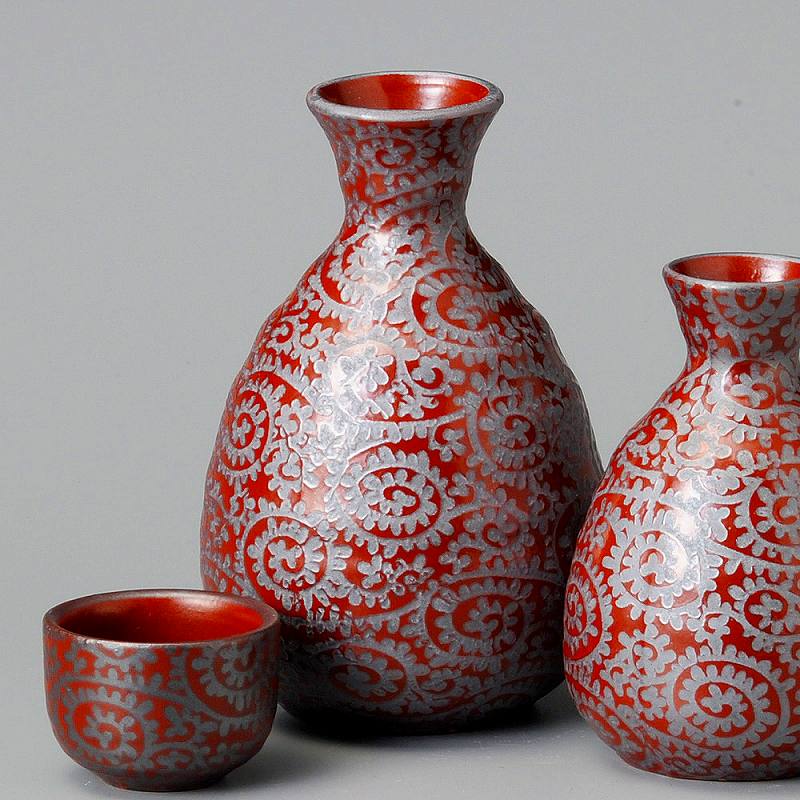 陶里 第31集 銀彩唐草（赤）2号徳利 48644-101