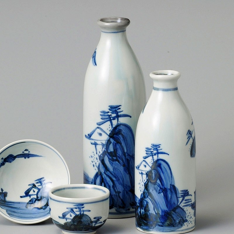 陶里 第31集 古染山水徳利（2合） 48873-451