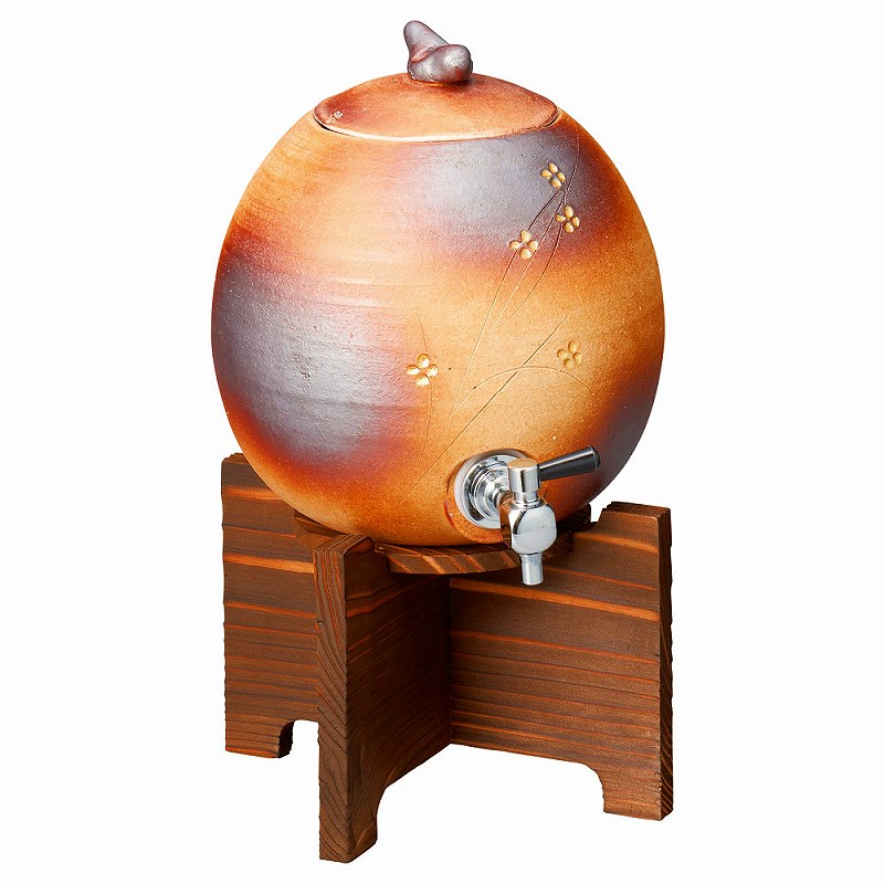 陶里 第31集 火色小花焼酎サーバー焼杉台付 49610-431