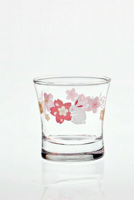 東洋佐々木ガラス 酒杯 おめでたい柄 杯（うさぎと桜柄） 09126-J394 盃 110mlのサムネイル