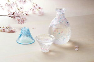 東洋佐々木ガラス招福杯桜富士冷酒セットG642-M78徳利杯盃酒器