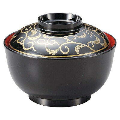 TA 耐熱4.2寸彩美煮物椀 黒に唐草内朱 1000633 和美作日 Volol.3