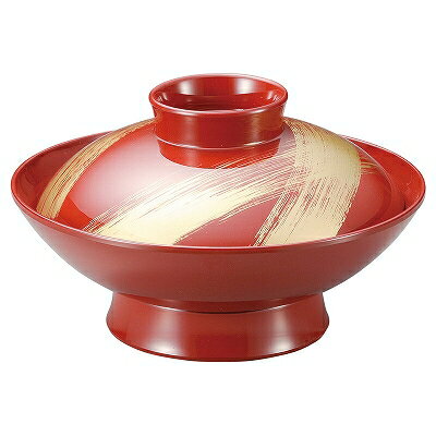 TA 耐熱5.5寸御殿型羽反煮物椀 総朱に乱れ一筆 段無 1000664 和美作日 Volol.3