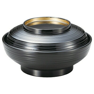 TA 耐熱6寸平千筋煮物椀 総黒つば金 1000676 和美作日 Volol.3