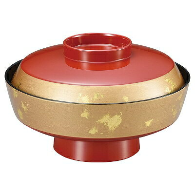 木質 耐熱5.5寸駒型天竜寺煮物椀 朱に金箔帯内黒 段無 1000696 和美作日 Volol.3