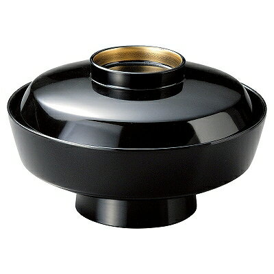 木質 耐熱5.5寸駒型天竜寺煮物椀 総黒つば金 段無 1000698 和美作日 Volol.3