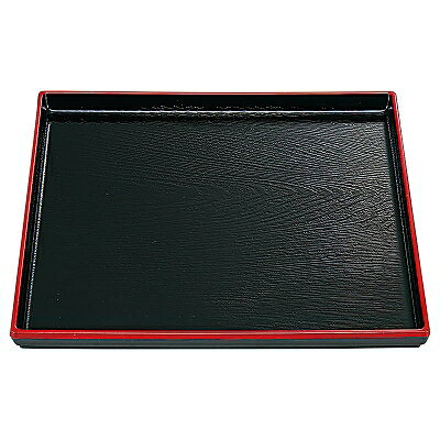 Trays - A 正角木目盆 黒天朱NS　ノンスリップ加工 8寸 1100844 和美作日 Volol.3