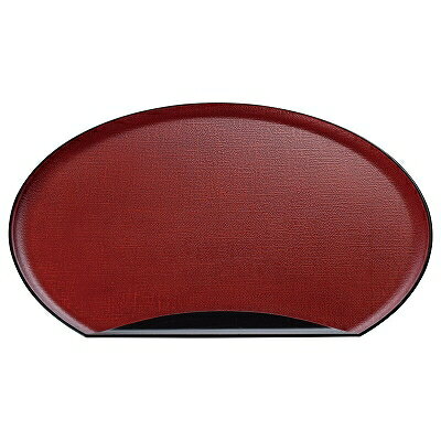 A 加賀布目半月盆 朱かすり天黒 尺0寸 1101617