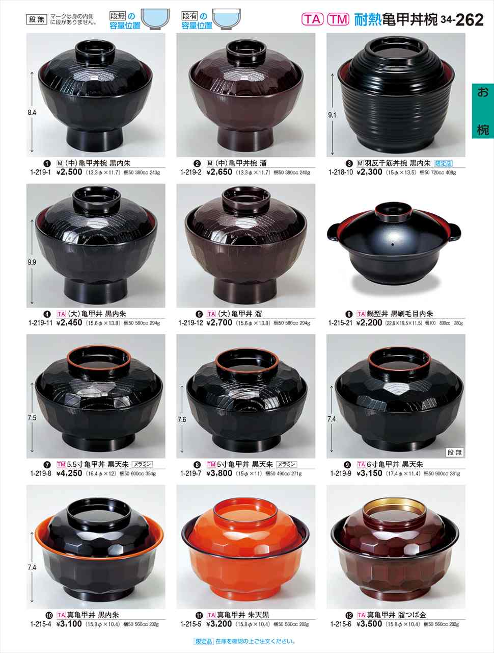 樂天商城 - 若泉漆器 真亀甲丼 朱天黒 1-215-5 割烹漆器 No.34