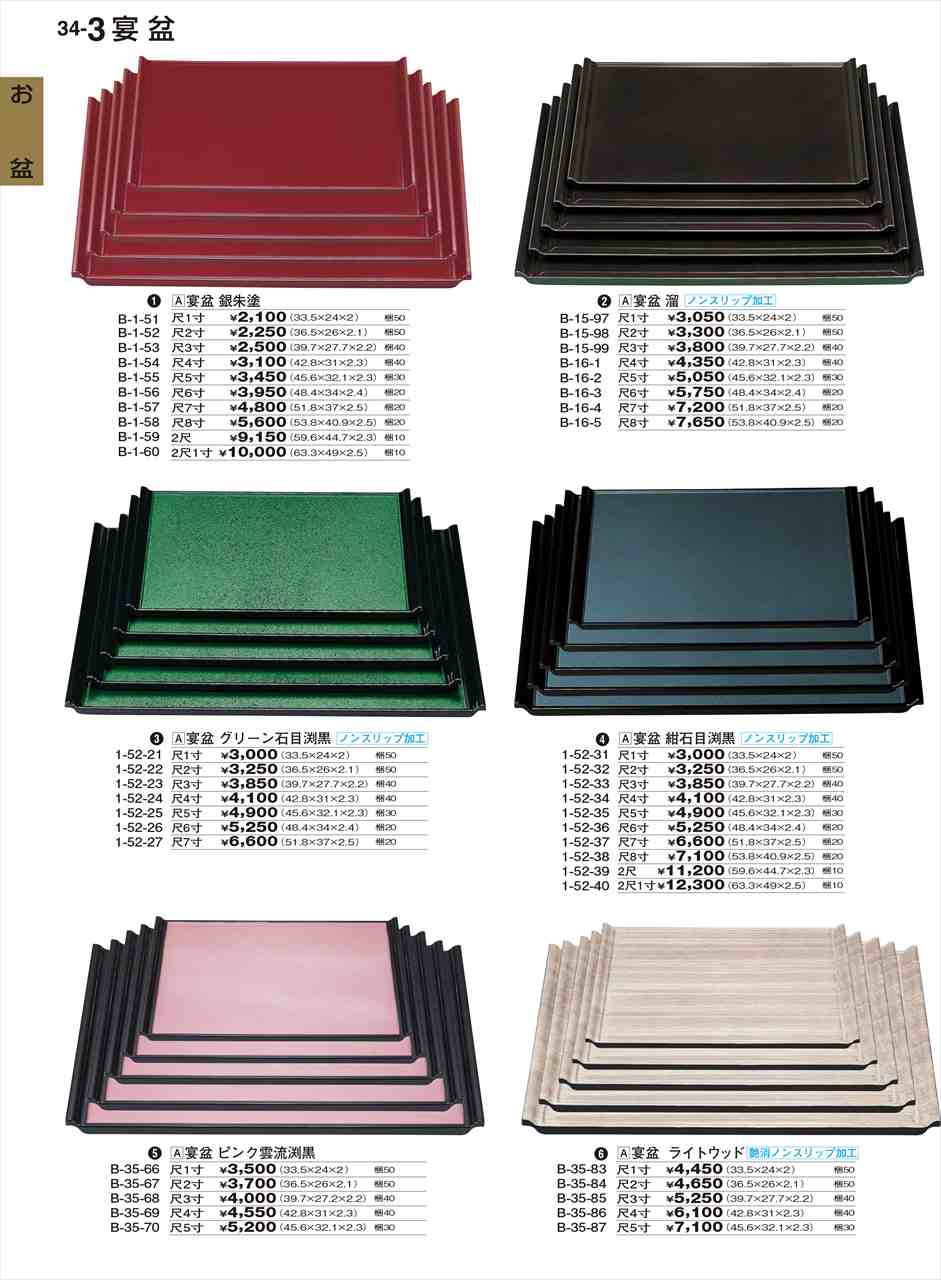 若泉漆器 宴盆 ライトウッドNS 尺4寸 艶消ノンスリップ加工 B-35-86 割烹漆器 No.34