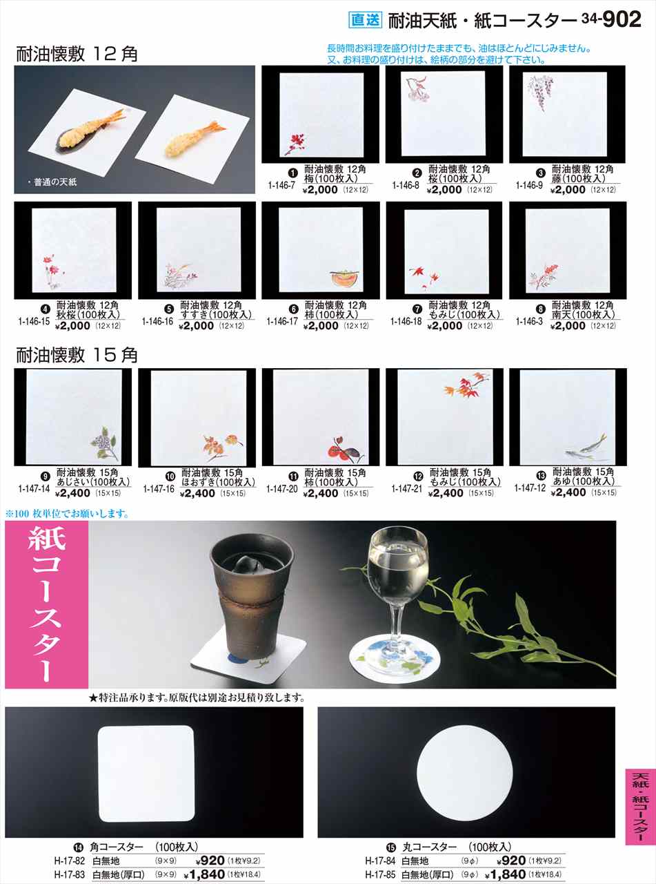 Other - 若泉漆器 丸コースター 100枚入 白無地 H-17-84 割烹漆器 No.34