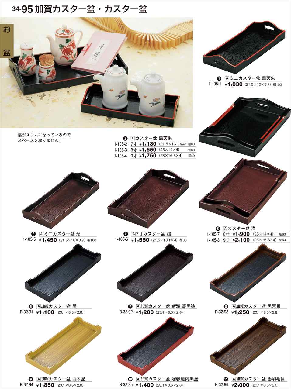 若泉漆器 ミニカスター盆 溜 1-105-5 割烹漆器 No.34