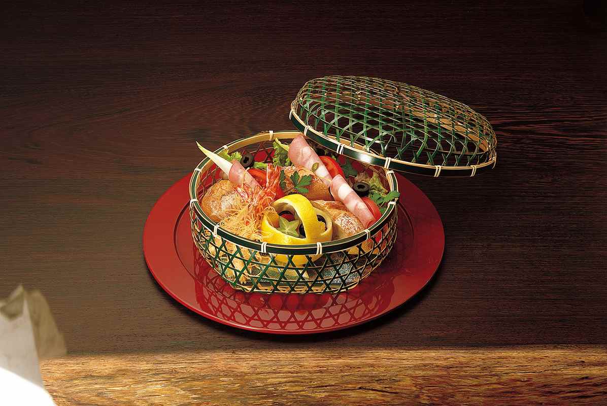 WADA TOKIのグリーン料理篭（蓋付） 23365 YOUBI 用美 Vol.21｜アングル2