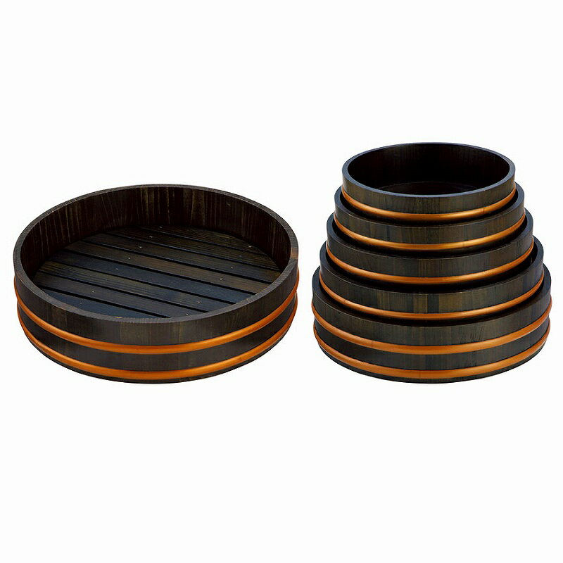 用美 vol.20 天然木盛込桶　黒彩色（目皿付）　尺4 30023(3)