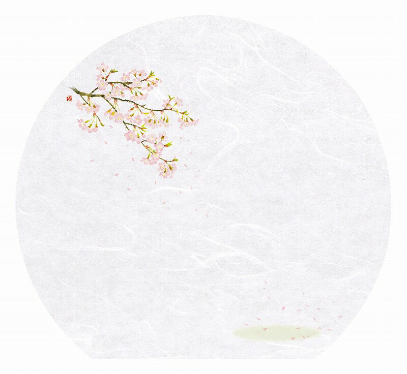 Lunch Mat - 尺3半月雲竜和紙懐石まっと 枯淡 桜 (100枚入) 65211 YOUBI 用美 Vol.21