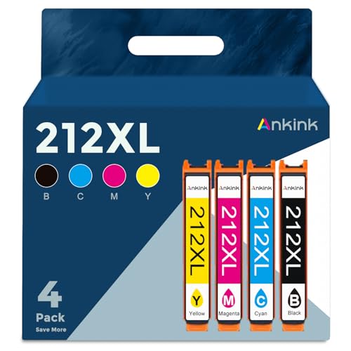 Ankink 再生インクカートリッジ Epson 212XL T212XL 212 XL T212 Expression Home XP-4100 XP-4105 Workforce WF-2830 WF-2850プリンター用 (ブラック1、シアン1、マゼンタ1、イエロー1、4パック)